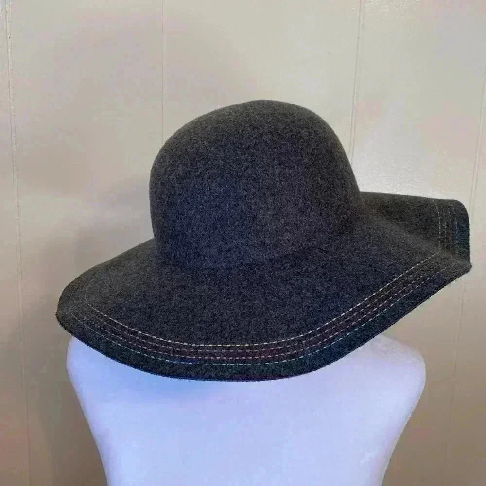 Target Woman’s Gray Felt Hat with Colorful Stitching.